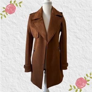 NWOT Magaschoni Faux Leather Open Front Coat Jacket